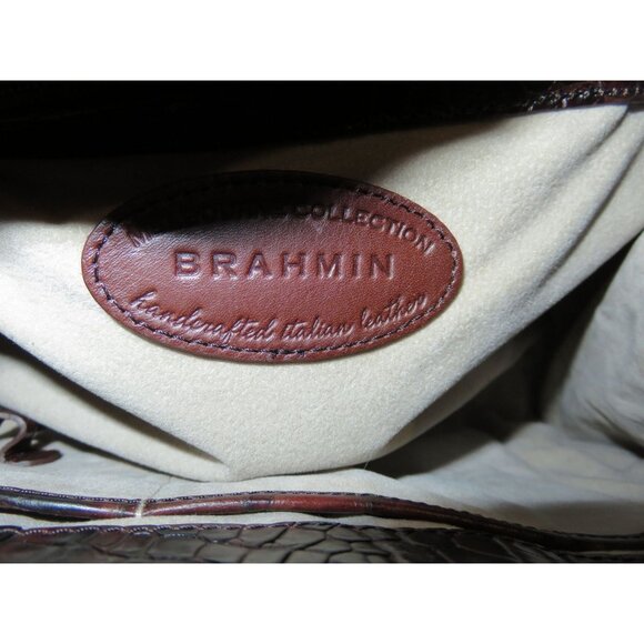 Brahmin Vintage Croc Embossed Pecan Melbourne Italian Leather Shoulder bag - Picture 6 of 14